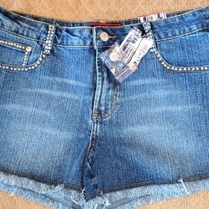 Platinum Plush Rhonestone Denim Shorts
